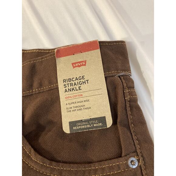 Levi’s Women’s Ribcage Straight Ankle Brown Jeans 30X27 NWT - Picture 7 of 10